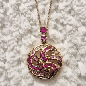 Vintage Gold Vermeil Gemstone Medallion Pendant